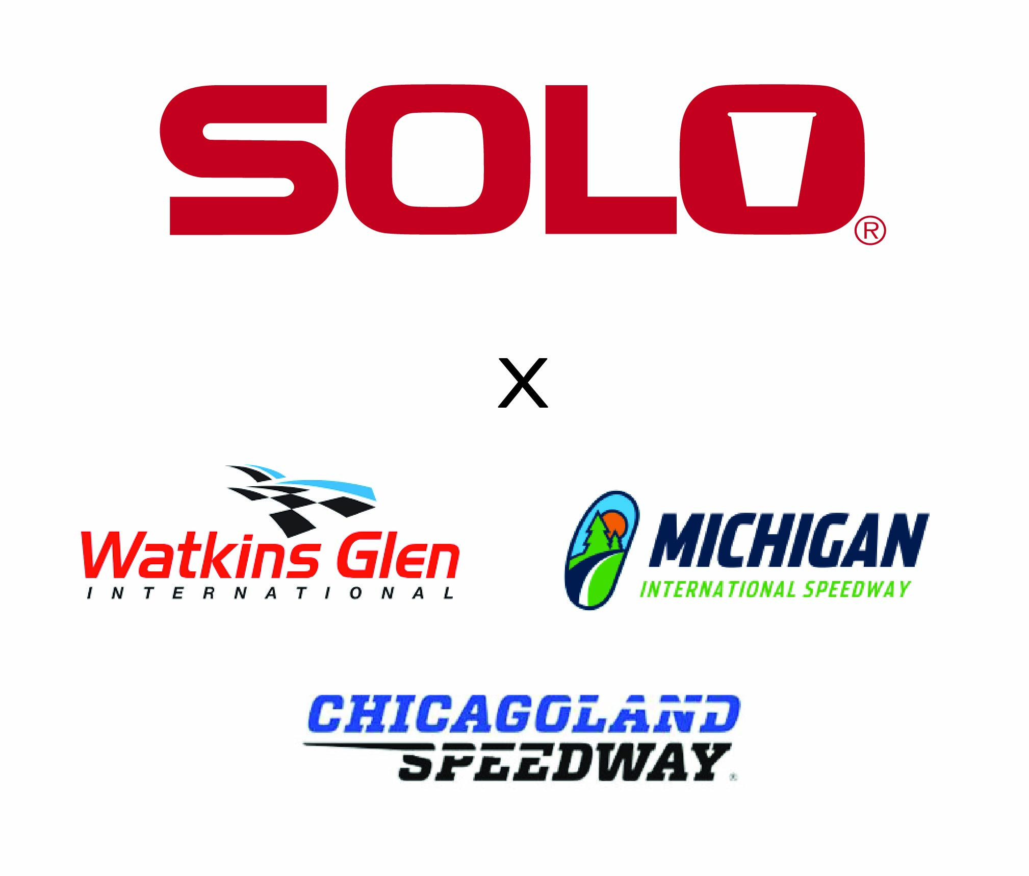 Solo logo, Watkins Glen International Logo, Michigan International Speedway Logo, Chicagoland Speedway logo